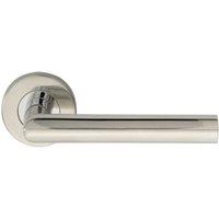 Loops PAIR Straight Mitred Bar Handle on Round Rose Concealed Fix Polished Steel in Metallics