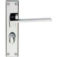 Loops PAIR Flat Straight Handle on Bathroom Backplate 180 x 40mm Polished Chrome