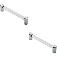 Loops 2x Round Tube Pull Handle 180 x 16mm 160mm Fixing Centres Clear & Chrome
