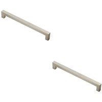 Loops 2x Square Linear Block Pull Handle 206 x 14mm 192mm Fixing Centres Satin Steel in Metallics