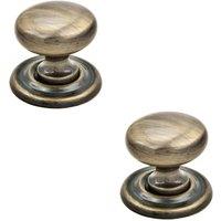 Loops 2x Tiered Mushroom Cupboard Door Knob 32mm Diameter Brass Cabinet Handle in Metallics