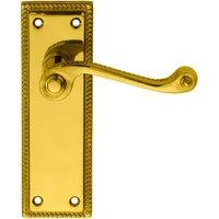 Loops PAIR Reeded Design Scroll Lever on Latch Backplate 150 x 48mm Polished Brass in Metallics