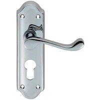 Loops PAIR Victorian Upturned Lever on Euro Lock Backplate 168 x 47mm Polished Chrome