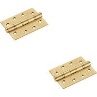 Loops 2x PAIR 102 x 76 x 3mm 13 Ball Bearing Hinge Satin Brass Interior Door in Metallics