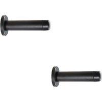 Loops 2x Rubber Tipped Doorstop Cylinder with Rose Wall Mounted 70mm Matt Black