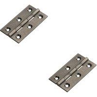 Loops 2x PAIR 64 x 35 x 2mm Cabinet Hinge Pewter Metal Small Cupboard Door