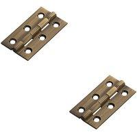 Loops 2x PAIR 50 x 28 x 1.5mm Cabinet Hinge Antique Brass Small Cupboard Door in Metallics