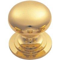Loops Victorian Round Cupboard Door Knob 42mm Dia Polished Brass Cabinet Handle in Metallics