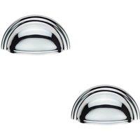 Loops 2x Victorian Cup Pull Handle Polished Chrome 92 x 46mm 76mm Fixing Centres