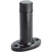 Loops Wall Mounted Doorstop Cylinder on Oval Rose Rubber Tip 75mm Black Antique