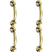 Loops 4x Victorian Bow Shaped Pull Handle 152mm Length 32mm Proj Polished Brass in Metallics