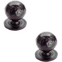 Loops 2x Hammered Ball Cupboard Door Knob 33mm Diameter Black Antique Cabinet Handle