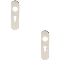 Loops 2x PAIR Radius Lock Euro Cylinder Plate Cover 170 x 45 x 8mm Satin Steel in Metallics