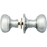 Loops PAIR Large Mushroom Rimmed Mortice Door Knob 53mm Diameter Satin Chrome
