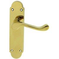 Loops PAIR Victorian Upturned Handle on Latch Backplate 170 x 42mm Polished Brass in Metallics
