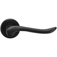 Loops PAIR Scroll Shaped Lever Handle on Round Rose Concealed Fix Matt Black