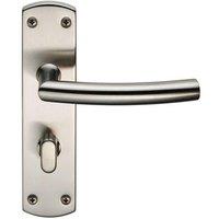 Loops Arched Lever on Bathroom Backplate Door Handle Thumbturn Lock Satin Steel in Metallics