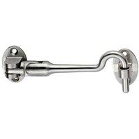 Loops Silent Pattern Cabin Hook & Eye Satin Stainless Steel 100mm Arm Cabinet Hatch in Metallics