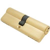 Loops 90mm EURO Double Cylinder Lock Keyed to Differ 5 Pin Satin Brass Door in Metallics