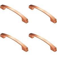 Loops 4x Curved Flat Faced Cupboard Pull Handle 160mm Fixing Centres Satin Copper