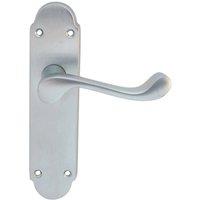 Loops PAIR Victorian Upturned Handle on Latch Backplate 170 x 42mm Satin Chrome