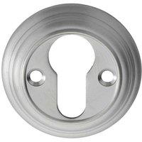 Loops 55mm Euro Profile Round Escutcheon Reeded Design Satin Chrome Keyhole Cover