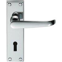 Loops PAIR Straight Victorian Handle on Lock Backplate 150 x 42mm Polished Chrome