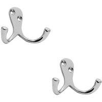 Loops 2x Victorian One Piece Double Bathroom Robe Hook 26mm Projection Polished Chrome