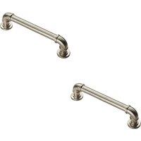 Loops 2x Pipe Design Cabinet Pull Handle 128mm Fixing Centres 12mm Dia Satin Nickel in Metallics
