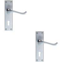 Loops 2x Victorian Scroll Handle on Rectangular Lock Backplate 155 x 41mm Satin Chrome
