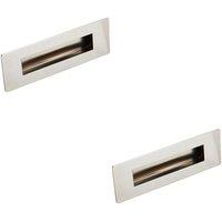 Loops 2x Recessed Sliding Door Flush Pull Handle 180 x 60mm Bright Stainless Steel in Metallics