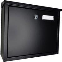 Furnished Outdoor Wall Mounted Post Box with Cylinder Lock in Black