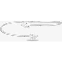 Starbright Women's Silver Pear-Cut Cubic Zirconia Open Bangle BA699 3A | Size: Adjustable