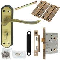 Loops Door Handle & Bathroom Lock Pack Bronze Sculpted Lever Thumb Turn Backplate