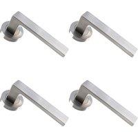 Loops 4x PAIR Straight Square Handle on Round Rose Concealed Fix Satin Nickel in Metallics