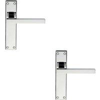 Loops 2x PAIR Straight Square Handle on Latch Backplate 180 x 40mm Polished Chrome
