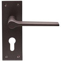 Loops PAIR Flat Straight Handle on Slim Euro Lock Backplate 150 x 50mm Matt Bronze