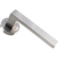 Loops PAIR Straight Square Handle on Round Rose Concealed Fix Satin Nickel in Metallics