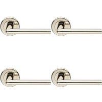 Loops 4x PAIR Slimline Straight Bar Lever on Round Rose Concealed Fix Polished Nickel in Metallics