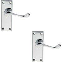 Loops 2x PAIR Victorian Scroll Lever on Short Latch Backplate 118 x 43mm Chrome