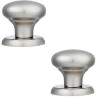Loops 2x Large Round Centre Door Knob Satin Stainless Steel 70mm Rose Outdoor Modern in Metallics