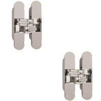 Loops 2x 100 x 22mm Adjustable Medium Duty Concealed Hinge Bright Nickel Internal Door in Metallics