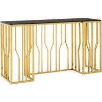 Orsina Contemporary Hexagonal Console Table, Sturdy Metal Hallway Table For Livingroom, Hexagonal Console Table in Black