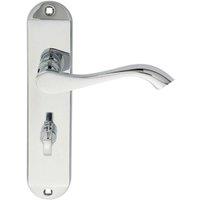 Loops PAIR Curved Lever on Chamfered Bathroom Backplate 180 x 40mm Polished Chrome