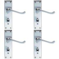 Loops 4x PAIR Victorian Scroll Handle on Bathroom Backplate 155 x 41mm Satin Chrome