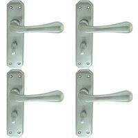 Loops 4x PAIR Heavy Duty Handle on Angular Bathroom Backplate 180 x 40mm Satin Chrome