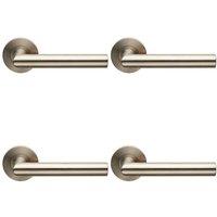 Loops 4x PAIR Straight Mitred Bar Handle on Slim Round Rose Concealed Fix Satin Steel in Metallics