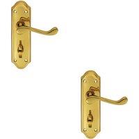 Loops 2x PAIR Victorian Upturned Lever on Bathroom Backplate 168 x 47mm Polished Brass in Metallics