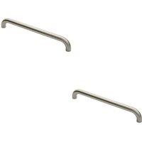 Loops 2x Round D Bar Pull Handle 480 x 30mm 450mm Fixing Centres Satin Steel in Metallics