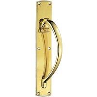 Loops Right Handed Curved Door Pull Handle 457 x 75mm Backplate Polished Brass in Metallics